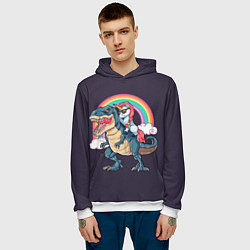 Толстовка-худи мужская Модный Единорог На Динозавре, цвет: 3D-белый — фото 2
