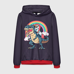 Толстовка-худи мужская Модный Единорог На Динозавре, цвет: 3D-красный