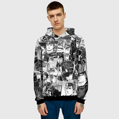 Мужская толстовка Berserk pattern / 3D-Черный – фото 3