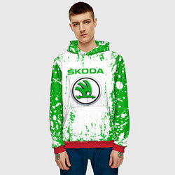Толстовка-худи мужская Skoda Брызги, цвет: 3D-красный — фото 2