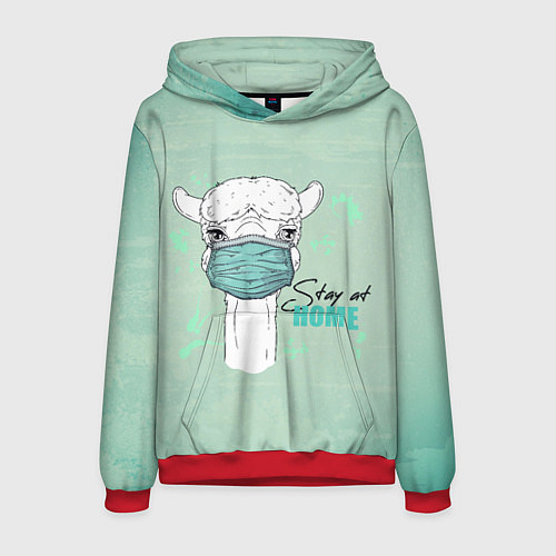 Мужская толстовка Лама в маске / 3D-Красный – фото 1