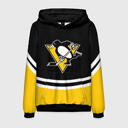 Толстовка-худи мужская Pittsburgh Penguins Питтсбург Пингвинз, цвет: 3D-черный