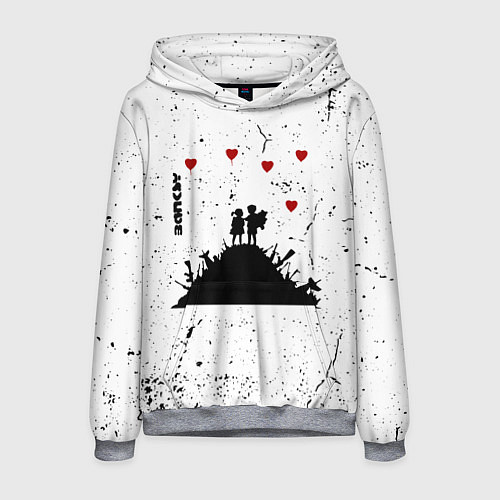 Мужская толстовка Banksy мальчик и девочка на горе оружия / 3D-Меланж – фото 1