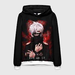 Толстовка-худи мужская Tokyo Ghoul Токийский Гуль Who am I, цвет: 3D-белый