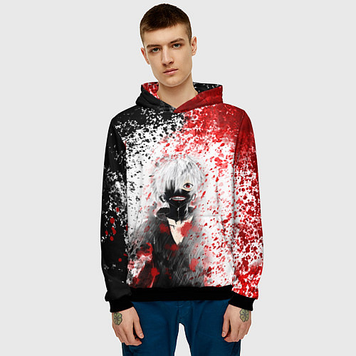 Мужская толстовка Канеки Кен Брызги Краски Токийский Гуль / 3D-Черный – фото 3