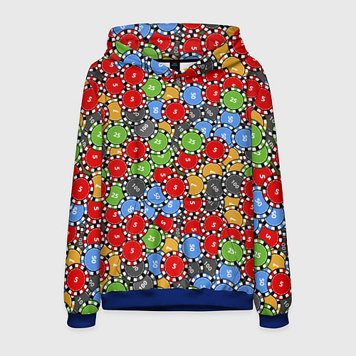 Мужская толстовка Фишки, Ставки, Казино / 3D-Синий – фото 1