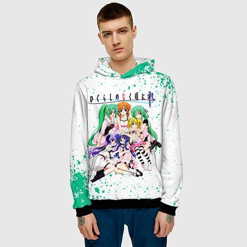 Мужская толстовка Когда плачут цикады: Карма, персонажи / 3D-Черный – фото 3