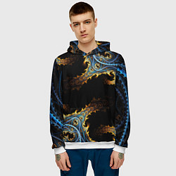 Толстовка-худи мужская Огненные фракталы 3d, цвет: 3D-белый — фото 2