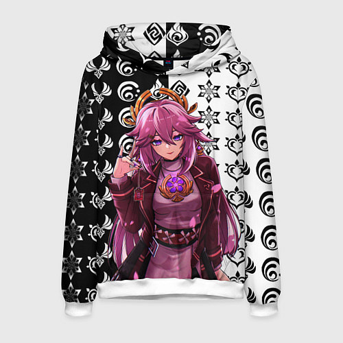 Мужская толстовка Яэ Мико прекрасная Геншин Импакт / 3D-Белый – фото 1