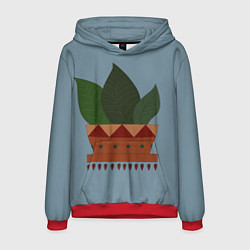 Толстовка-худи мужская Цветочный горшок, цвет: 3D-красный