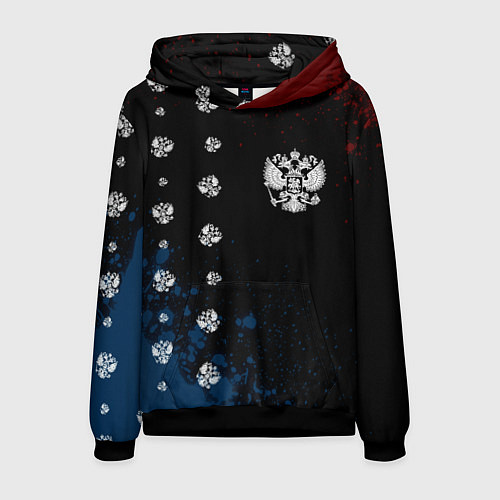 Мужская толстовка РОССИЯ - ГЕРБ Брызги 9 / 3D-Черный – фото 1