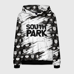 Толстовка-худи мужская Южный парк - персонажи и логотип South Park, цвет: 3D-черный