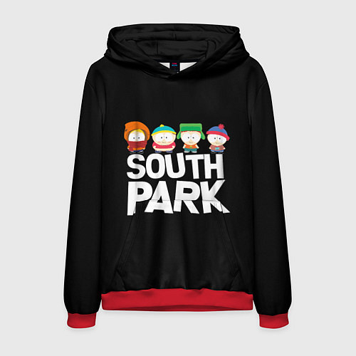 Мужская толстовка Южный парк мультфильм - персонажи / 3D-Красный – фото 1