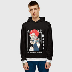 Толстовка-худи мужская Эта фарфоровая кукла влюбилась Марин и Годзё Вакан, цвет: 3D-белый — фото 2