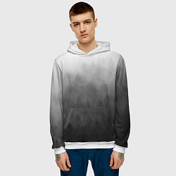 Толстовка-худи мужская Темный лес - туман, цвет: 3D-белый — фото 2