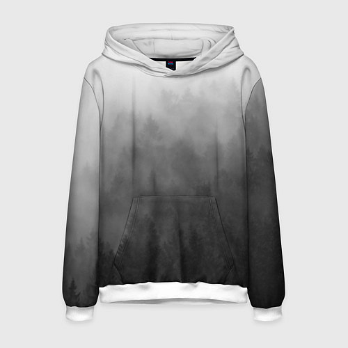 Мужская толстовка Темный лес - туман / 3D-Белый – фото 1