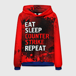 Толстовка-худи мужская Eat Sleep Counter Strike Repeat Брызги, цвет: 3D-синий