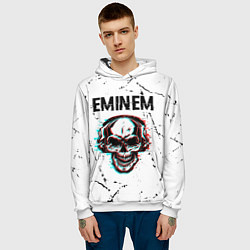 Толстовка-худи мужская Eminem ЧЕРЕП Потертости, цвет: 3D-белый — фото 2