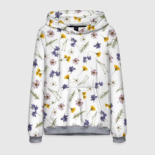 Мужская толстовка Простые цветы на белом фоне / 3D-Меланж – фото 1