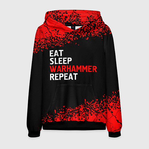 Мужская толстовка Eat Sleep Warhammer Repeat - Спрей / 3D-Черный – фото 1