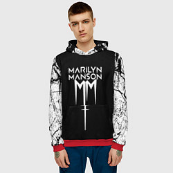 Толстовка-худи мужская Marilyn manson rock n roll, цвет: 3D-красный — фото 2