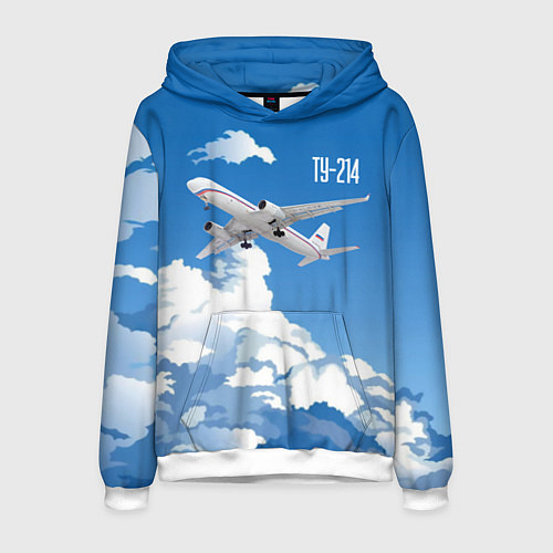 Мужская толстовка Самолет Ту-214 / 3D-Белый – фото 1