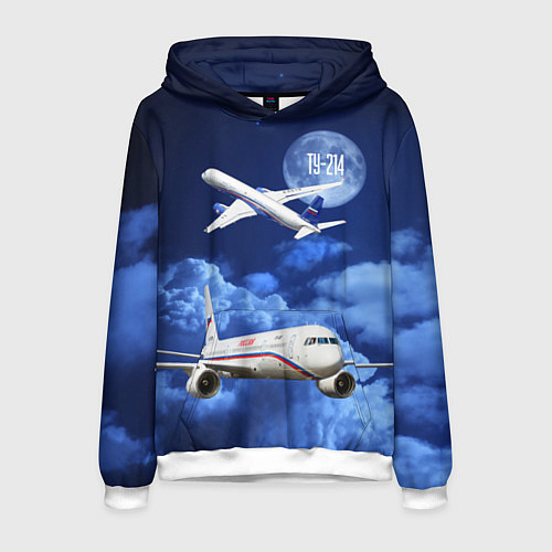 Мужская толстовка Пассажирский самолет Ту-214 / 3D-Белый – фото 1