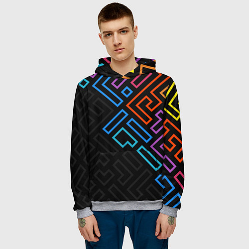 Мужская толстовка НЕОНОВЫЕ ФИГУРЫ НЕОН / 3D-Меланж – фото 3