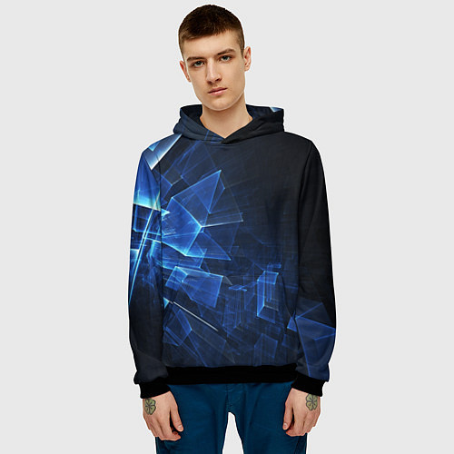 Мужская толстовка Трехмерные кубы / 3D-Черный – фото 3