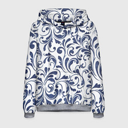 Толстовка-худи мужская Гжелевый рисунок, цвет: 3D-меланж