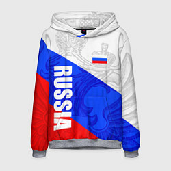 Толстовка-худи мужская RUSSIA - SPORTWEAR - ТРИКОЛОР, цвет: 3D-меланж