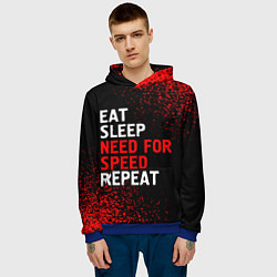 Толстовка-худи мужская Eat Sleep Need for Speed Repeat - Спрей, цвет: 3D-синий — фото 2