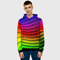 Толстовка-худи мужская Color line neon pattern Abstraction Summer 2023, цвет: 3D-черный — фото 2