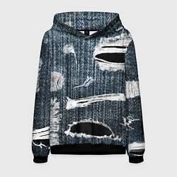 Толстовка-худи мужская Джинсовое рваньё Fashion trend, цвет: 3D-черный