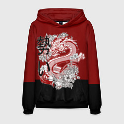 Толстовка-худи мужская Китайский Дракон Символ Добра, цвет: 3D-черный