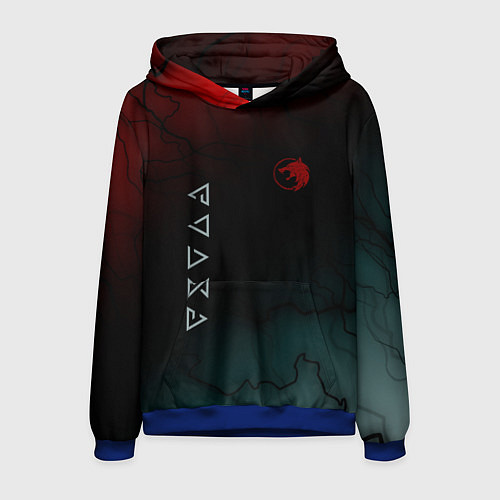 Мужская толстовка The witcher Волк Черные Молнии / 3D-Синий – фото 1