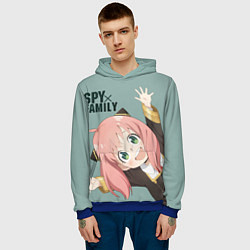 Толстовка-худи мужская Аня Форджер Spy Family, цвет: 3D-синий — фото 2