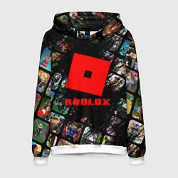 Толстовка-худи мужская ROBLOX СЮЖЕТЫ И ЛОГОТИП, цвет: 3D-белый