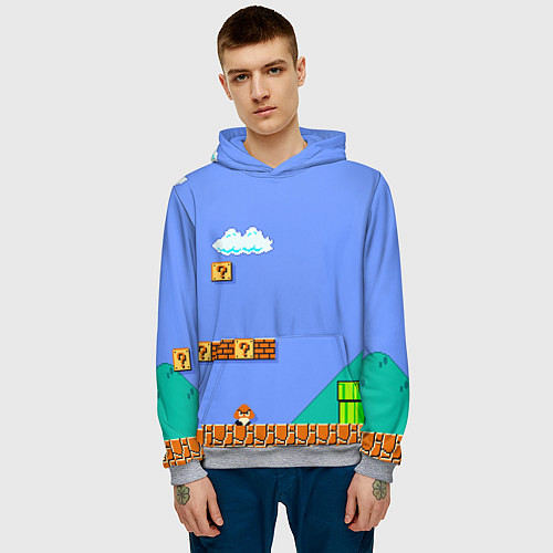 Мужская толстовка Марио дизайн / 3D-Меланж – фото 3