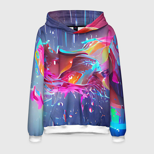 Мужская толстовка Neon splashes / 3D-Белый – фото 1