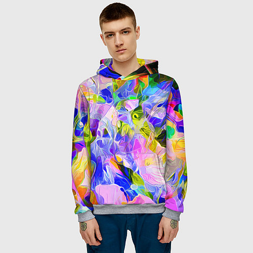 Мужская толстовка Красочный цветочный узор Весна - Лето 2023 Colorfu / 3D-Меланж – фото 3