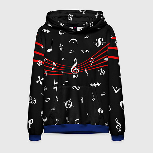 Мужская толстовка Нотные Знаки с Нотным Станом / 3D-Синий – фото 1