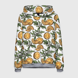 Толстовка-худи мужская Узор из тропических апельсинов, цвет: 3D-меланж