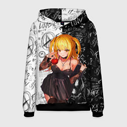 Толстовка-худи мужская Миса с яблоком Тетрадь смерти, цвет: 3D-черный