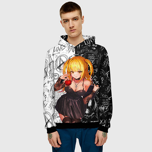 Мужская толстовка Миса с яблоком Тетрадь смерти / 3D-Черный – фото 3