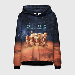 Толстовка-худи мужская Dune: Spice Wars песчаные дюны и рука с базой, цвет: 3D-черный