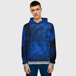 Толстовка-худи мужская Синий абстрактный дым, цвет: 3D-меланж — фото 2