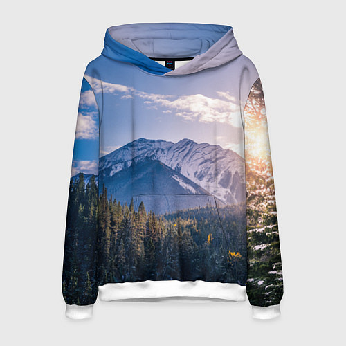 Мужская толстовка Горы Лес Солнце / 3D-Белый – фото 1