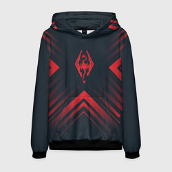 Толстовка-худи мужская Красный Символ Skyrim на темном фоне со стрелками, цвет: 3D-черный