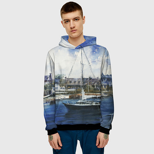 Мужская толстовка Во французской гавани / 3D-Черный – фото 3
